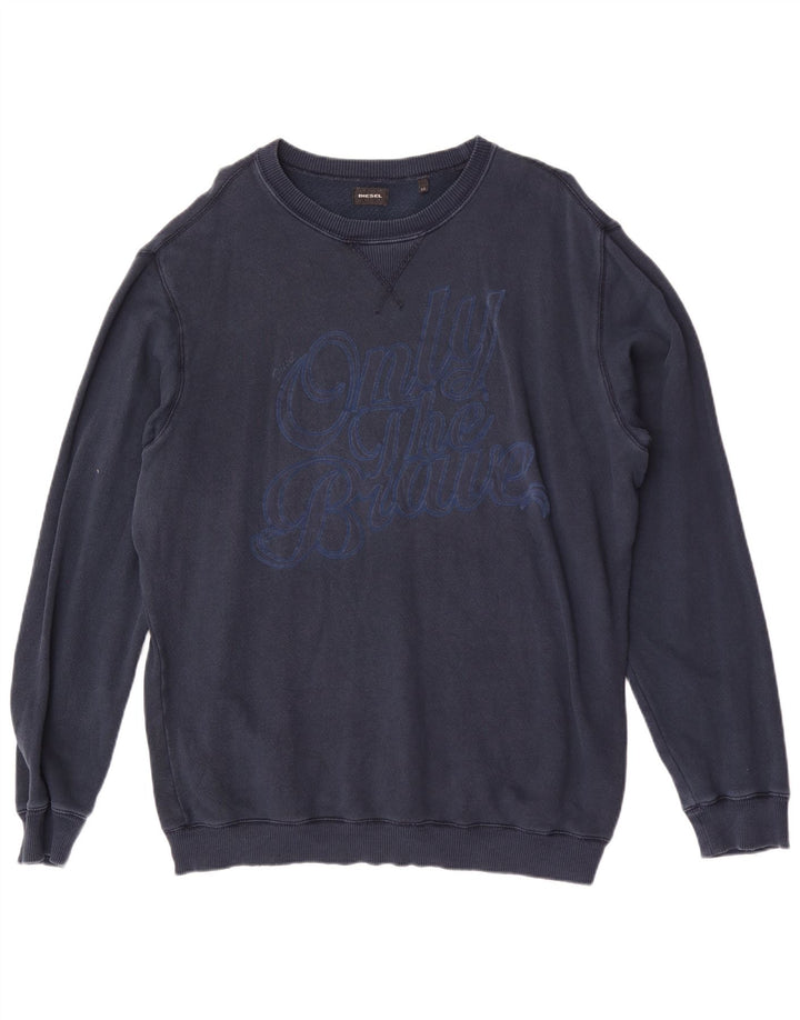 Diesel Mens Graphic Sweatshirt Jumper XL Navy Blue