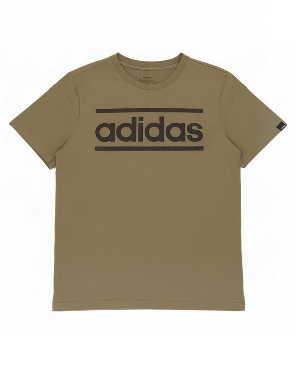 Adidas Boys Graphic T-Shirt Top 13-14 Years Khaki Cotton