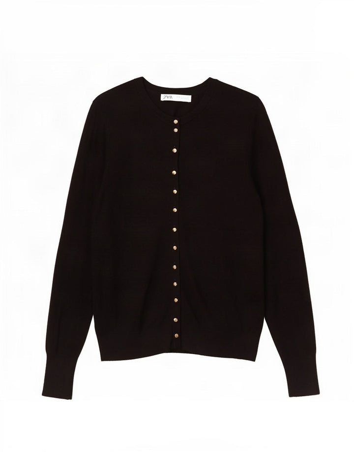Zara Womens Cardigan Sweater UK 12 Medium Black