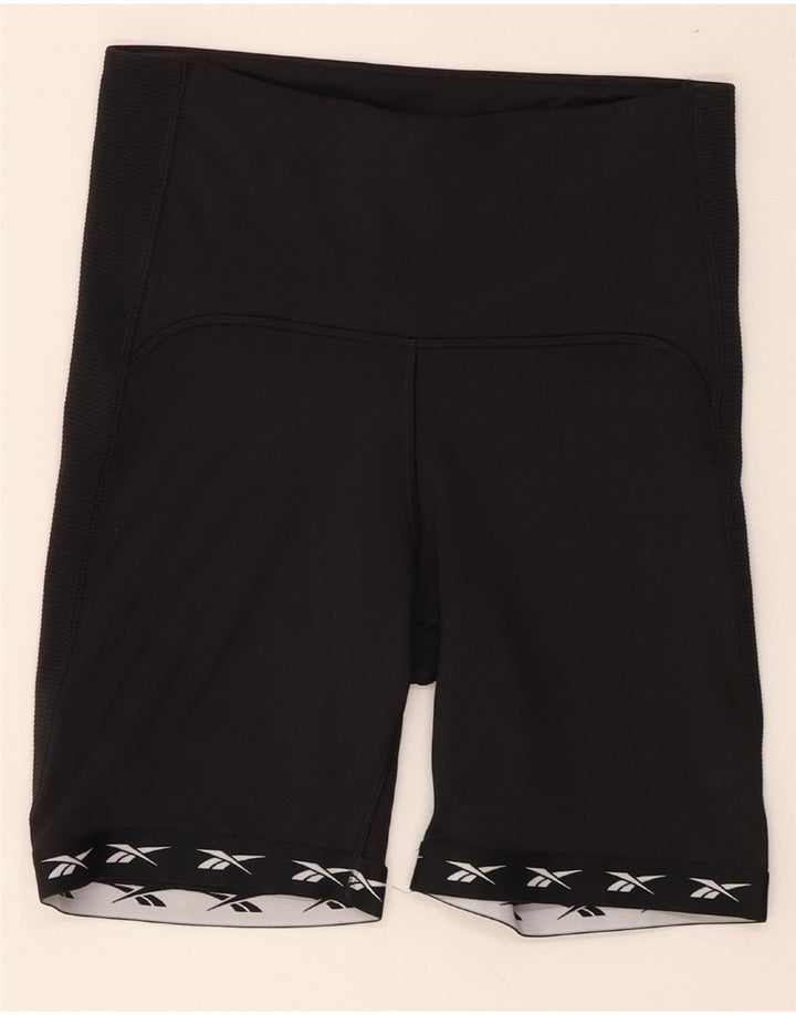 Reebok Womens Speedwick Graphic Sport Shorts UK 8/10 Small  Black Polyester