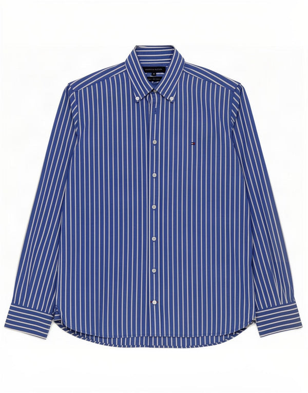 Tommy Hilfiger Mens Shirt Medium Blue Pinstripe Cotton