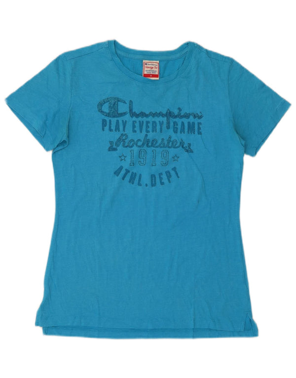 CHAMPION Womens Heritage Fit Graphic T-Shirt Top UK 12 Medium Blue