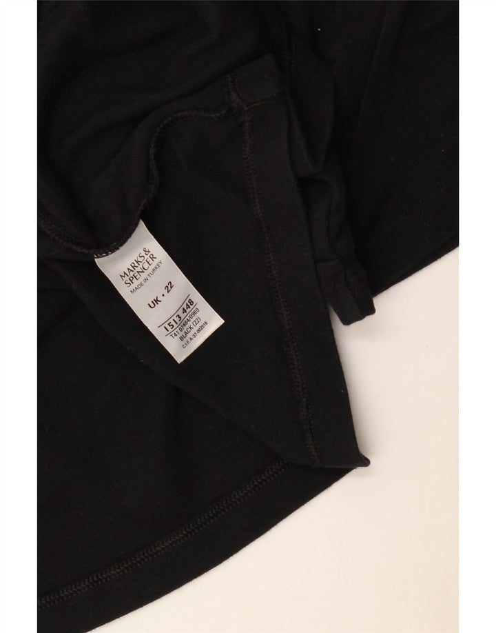 Marks & Spencer Womens Blouse Top UK 22 3XL Black Cotton