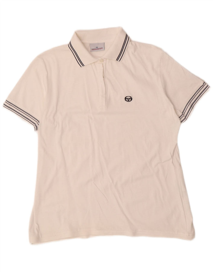 Sergio Tacchini Womens Polo Shirt IT 48 XL White Cotton
