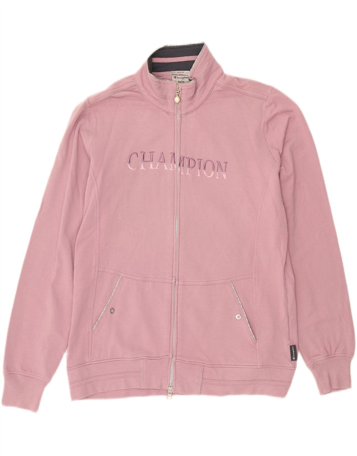 Champion Womens Easy Fit Graphic Tracksuit Top Jacket UK 14 Medium Pink