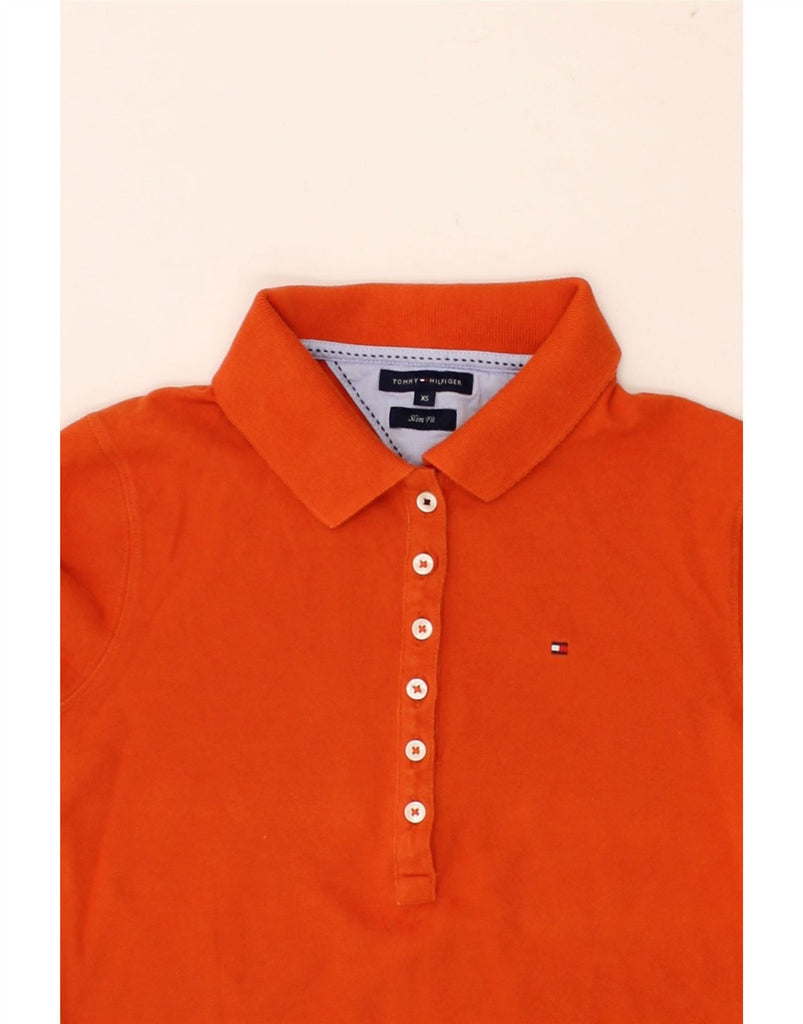 TOMMY HILFIGER Womens Slim Fit 3/4 Sleeve Polo Shirt UK 6 XS Orange Cotton Vintage Tommy Hilfiger and Second-Hand Tommy Hilfiger from Messina Hembry 