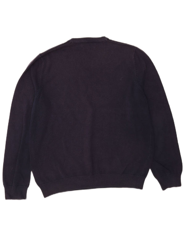 Marks & Spencer Mens V-Neck Jumper Sweater Large Navy Blue Cotton