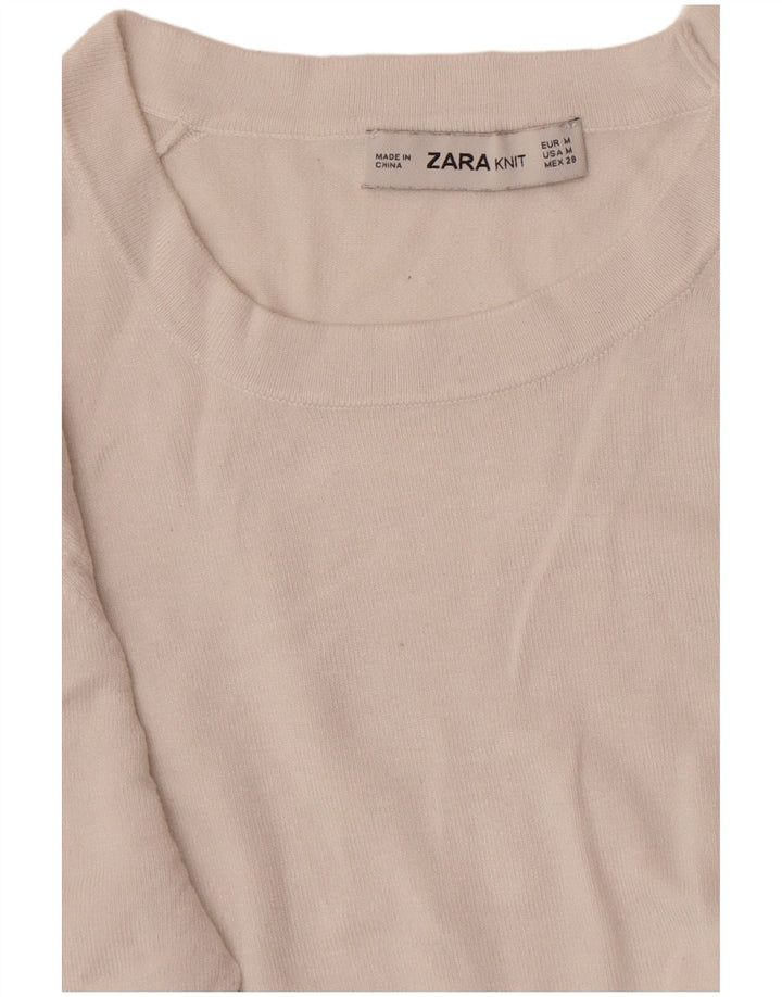 Zara Womens Crew Neck Jumper Sweater UK 12 Medium White