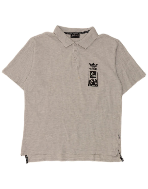 Adidas Mens Graphic Polo Shirt UK 44/46 Large Grey Flecked Cotton