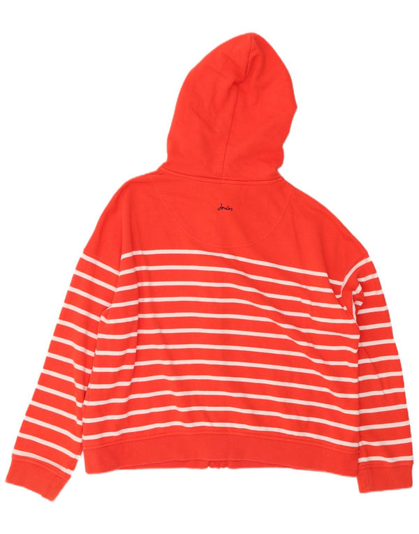 JOULES Womens Crop Loose Fit Zip Hoodie Sweater UK 14 Large Red Striped