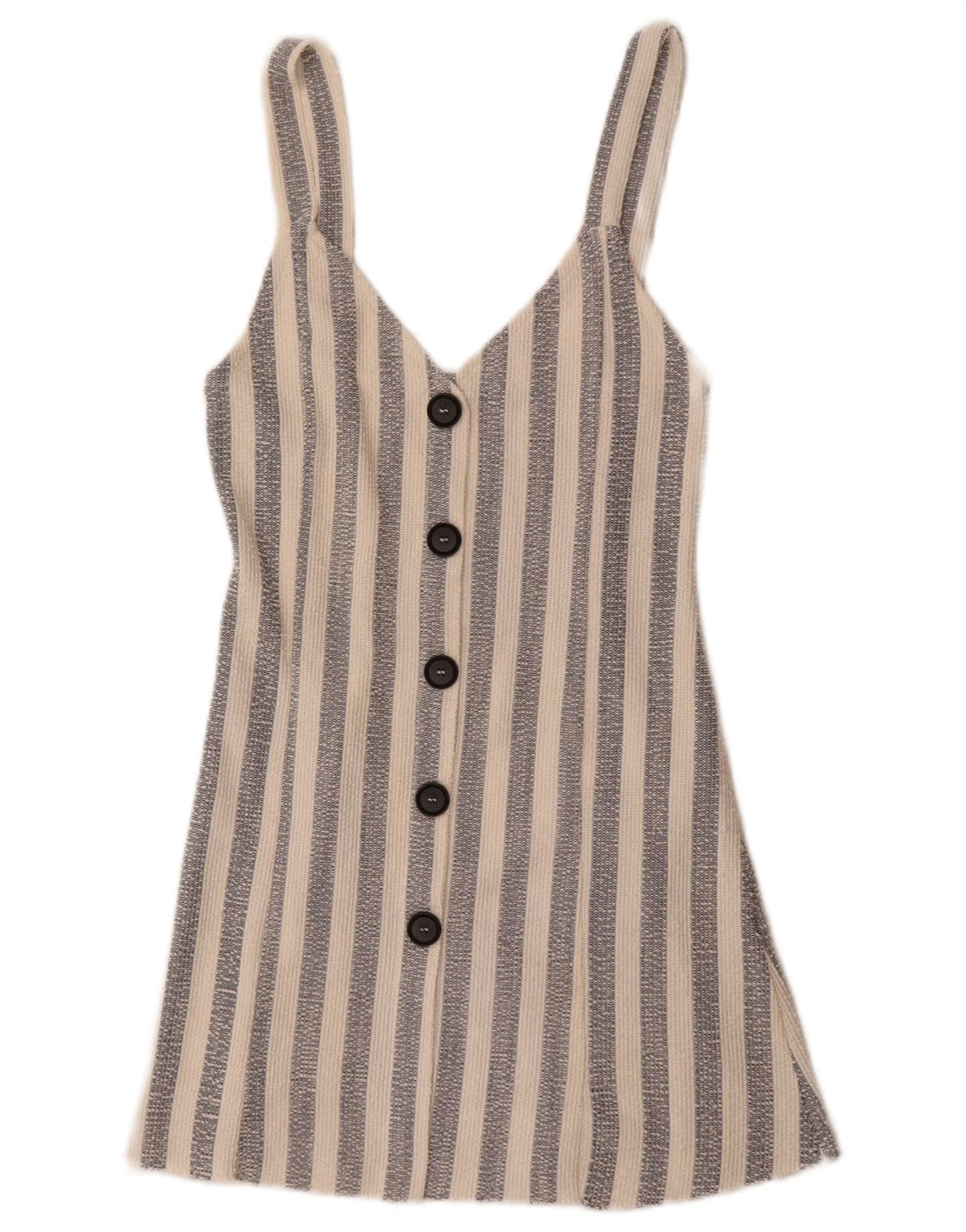 Zara Womens Sleeveless Mini A-Line Dress UK 8 Small White Striped Polyester