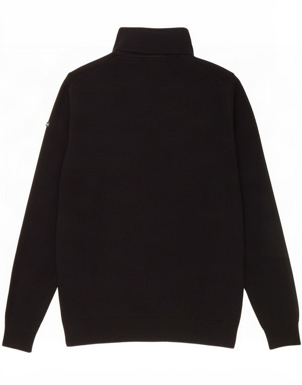 Superdry Mens Roll Neck Jumper Sweater Large Black Merino Wool