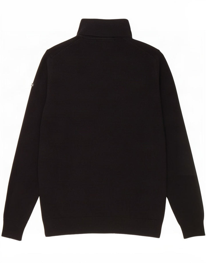 Superdry Mens Roll Neck Jumper Sweater Large Black Merino Wool
