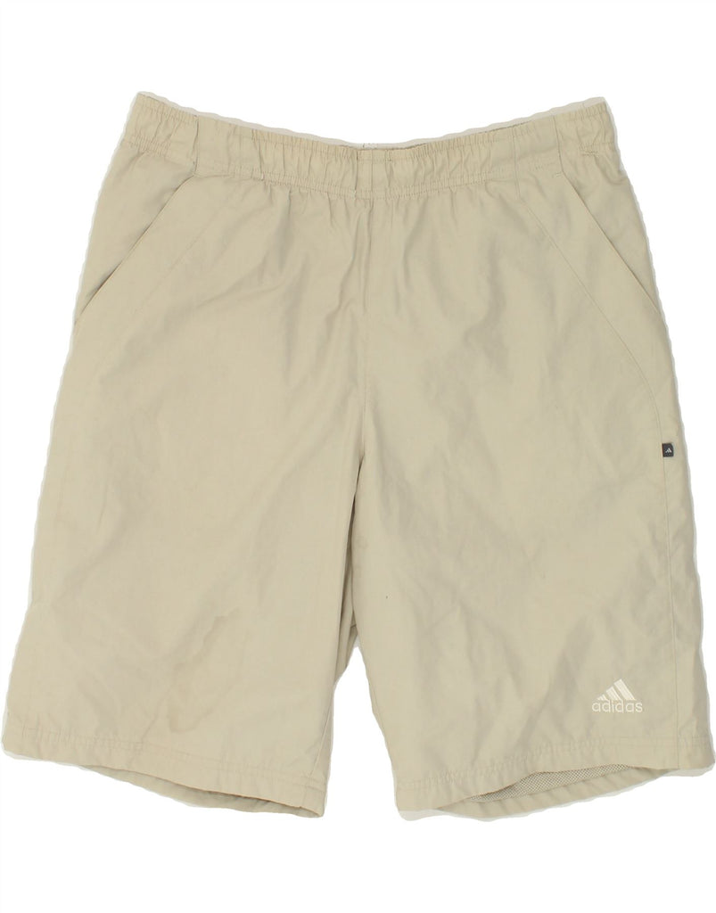 ADIDAS Mens Sport Shorts Medium Beige Polyester | Vintage Adidas | Thrift | Second-Hand Adidas | Used Clothing | Messina Hembry 