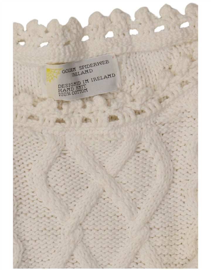 Golden Spiderweb Womens Boat Neck Jumper Sweater UK 16 Large White
