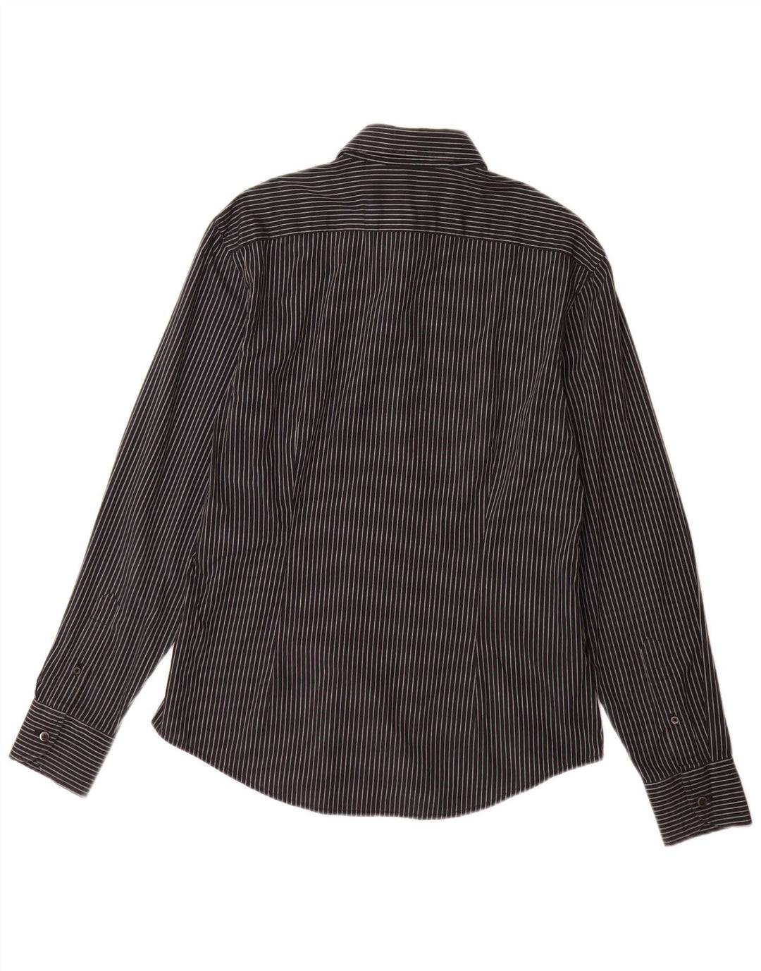 BENETTON Mens Shirt Medium Black Pinstripe Cotton