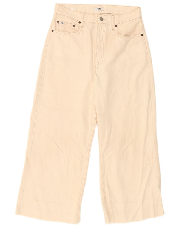 Polo Ralph Lauren Womens High Waist Wide Leg Cropped Jeans W29 L25 Beige