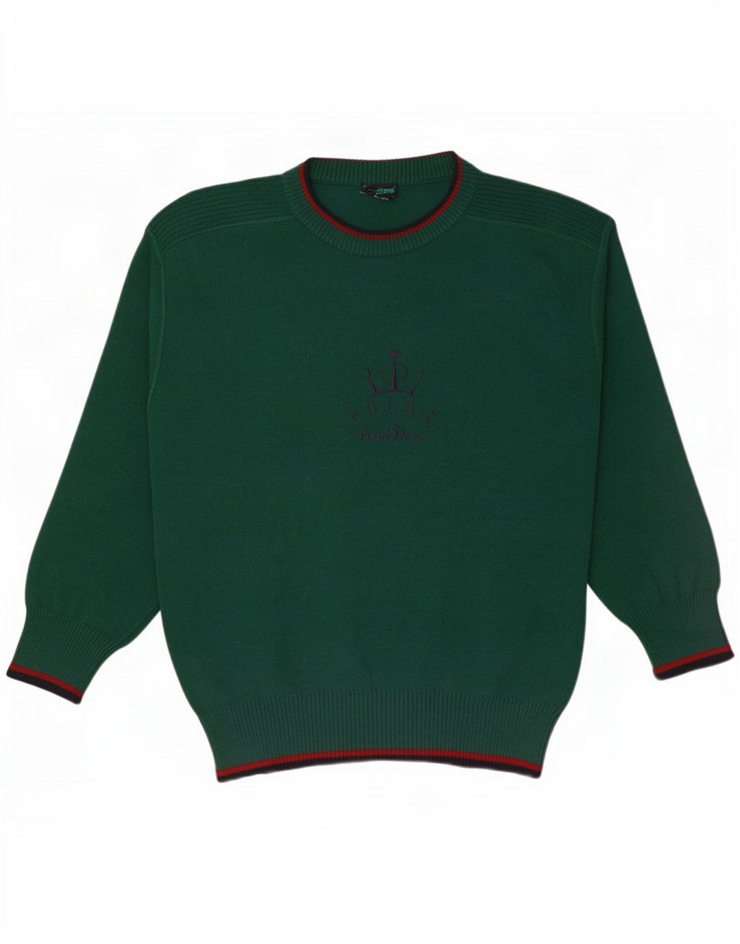 Vintage Mens Graphic Crew Neck Jumper Sweater Large Green