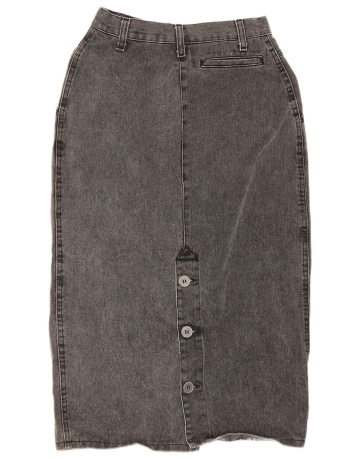 VINTAGE Womens Denim Skirt W26 Small Grey Cotton
