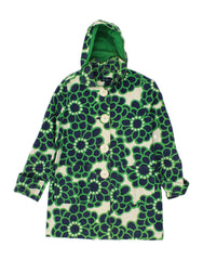 BODEN Womens Hooded Overcoat UK 14 Large Green Floral Cotton