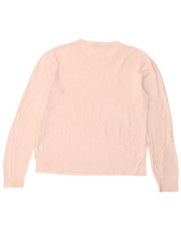 Marks & Spencer Womens Crew Neck Jumper Sweater UK 14 Large Pink Acrylic