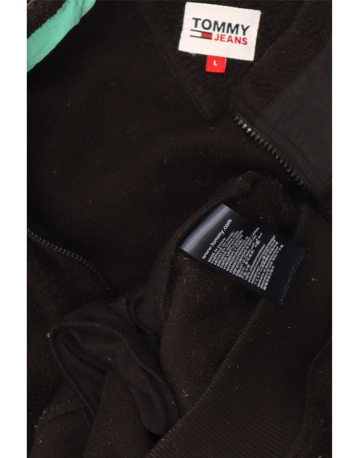 Tommy Hilfiger Mens Graphic Fleece Jacket UK 40 Large Black Polyester