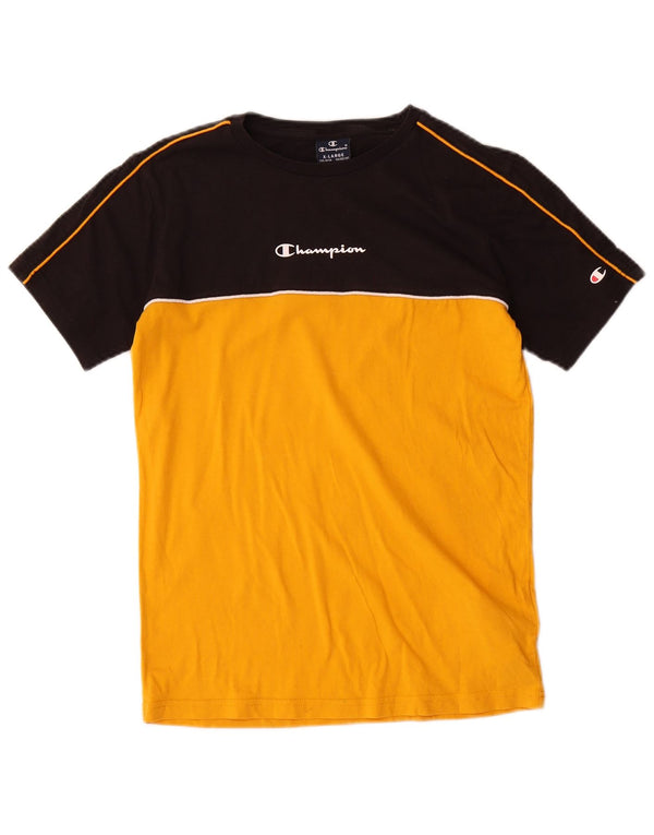 Champion Boys Graphic T-Shirt Top 13-14 Years XL Black Colourblock Cotton