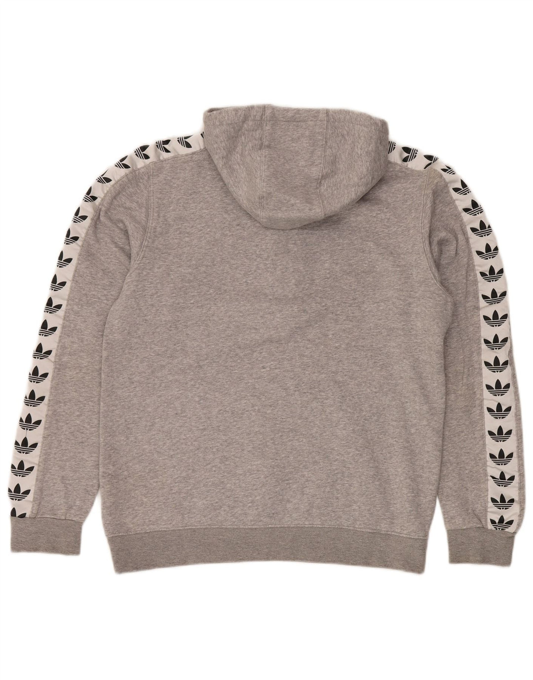 ADIDAS Mens Graphic Zip Neck Hoodie Jumper Medium Grey Cotton