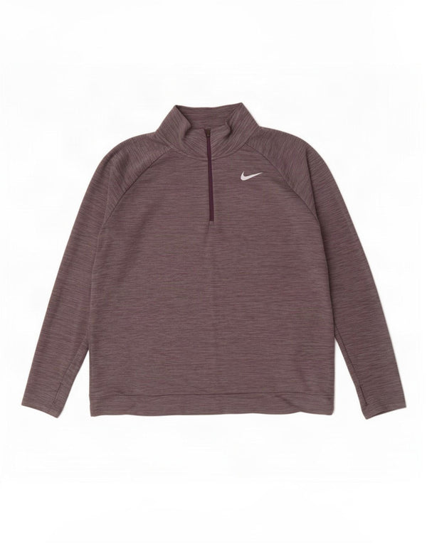 Nike Mens Dri Fit Zip Neck Pullover Tracksuit Top XL Grey Flecked Polyester