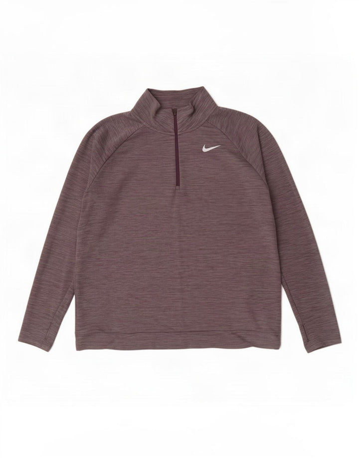 Nike Mens Dri Fit Zip Neck Pullover Tracksuit Top XL Grey Flecked Polyester