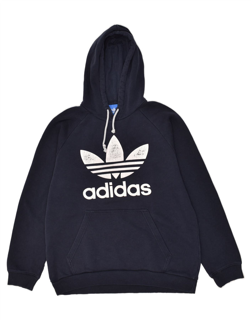 ADIDAS Mens Graphic Hoodie Jumper Large Navy Blue Cotton | Vintage Adidas | Thrift | Second-Hand Adidas | Used Clothing | Messina Hembry 