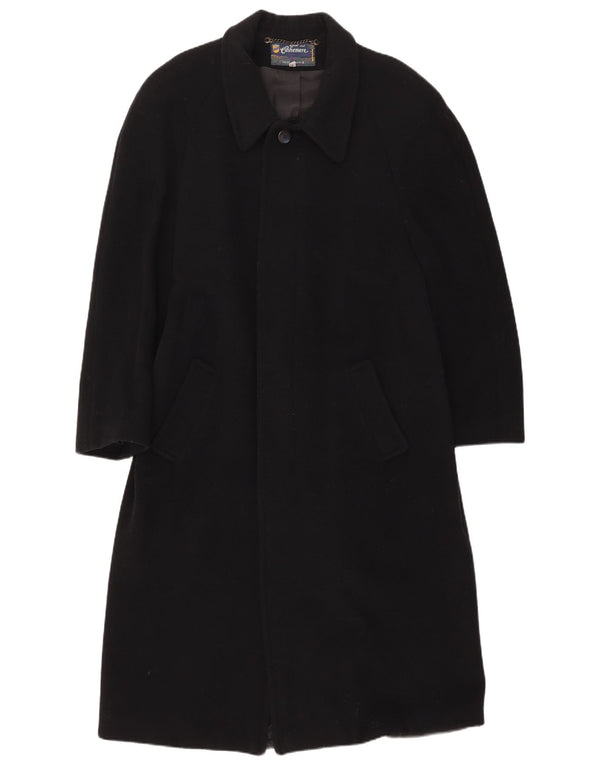 Vintage Mens Overcoat UK 36 Small Black Wool