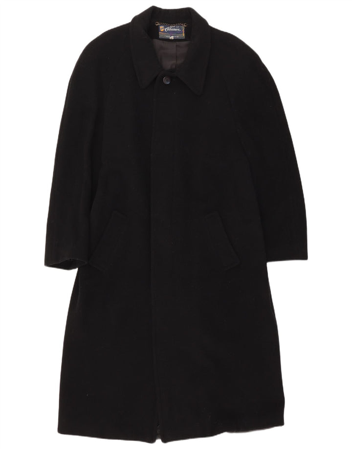 Vintage Mens Overcoat UK 36 Small Black Wool