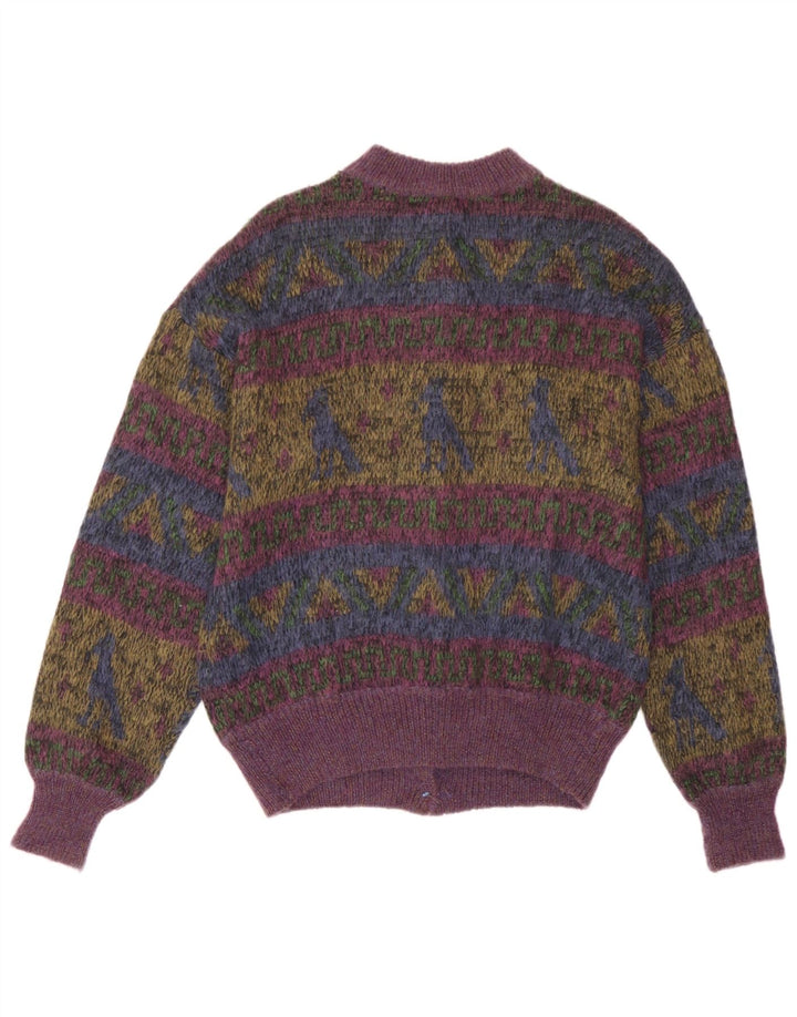 Vintage Womens Cardigan Sweater UK 14 Medium Multicoloured Geometric