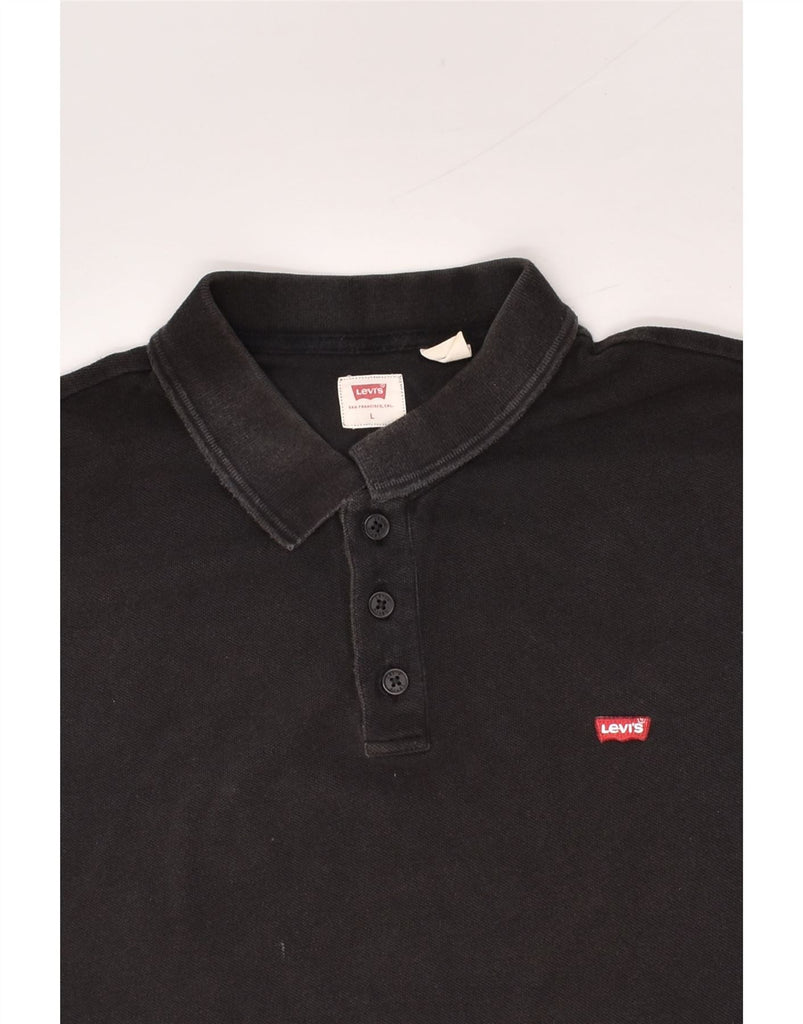 LEVI'S Mens Polo Shirt Large Black Cotton | Vintage Levi's | Thrift | Second-Hand Levi's | Used Clothing | Messina Hembry 