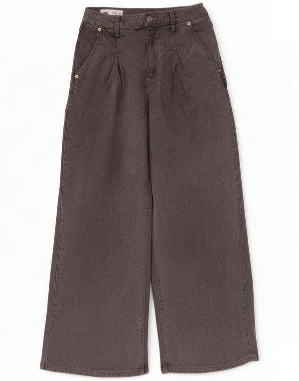Zara Girls Baggy High Waist Wide Leg Jeans 11-12 Years W24 L26 Grey Lyocell