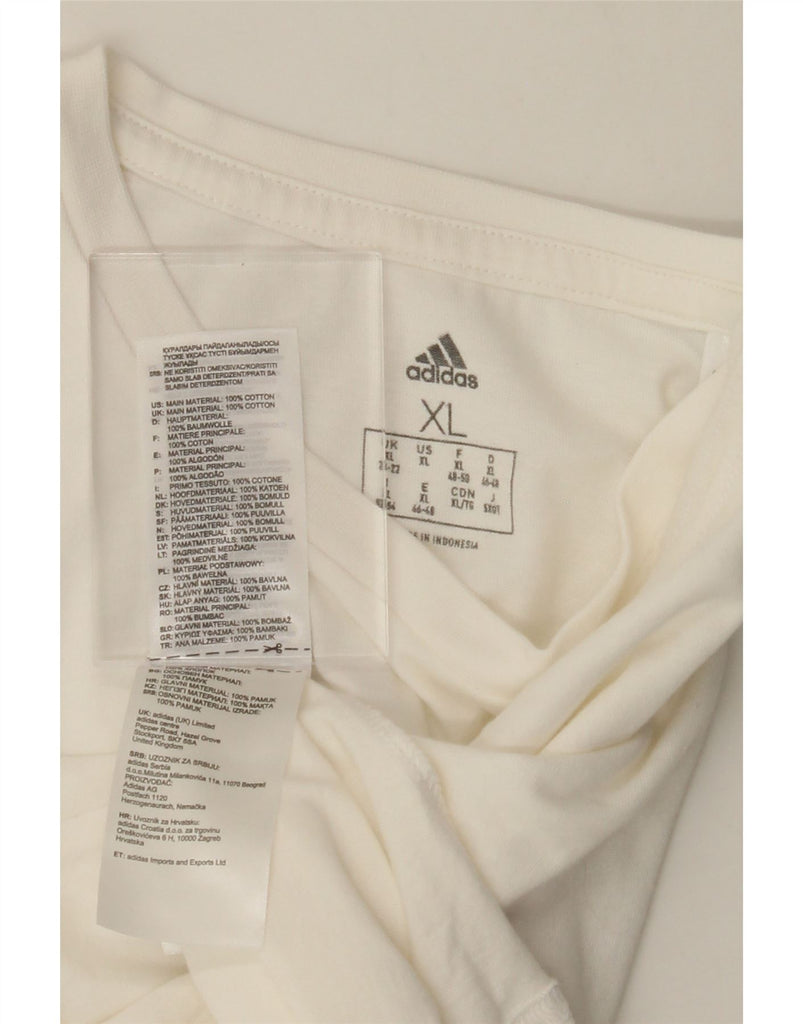 ADIDAS Womens Graphic T-Shirt Top UK 20/22 XL White Cotton Vintage Adidas and Second-Hand Adidas from Messina Hembry 