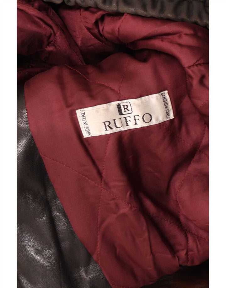 Ruffo Womens Faux Fur Oversized Leather Jacket UK 18 XL Brown