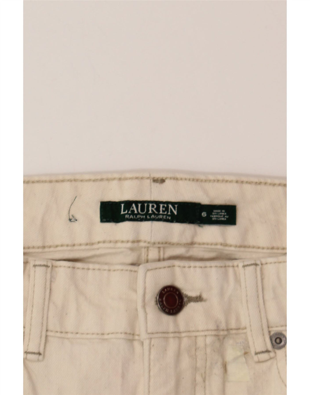 RALPH LAUREN Womens Slim Jeans US 6 Medium W32 L30 Off White Cotton Vintage Ralph Lauren and Second-Hand Ralph Lauren from Messina Hembry 