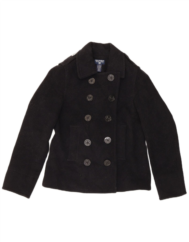 Ralph Lauren Womens Pea Coat UK 14 Medium Black Wool