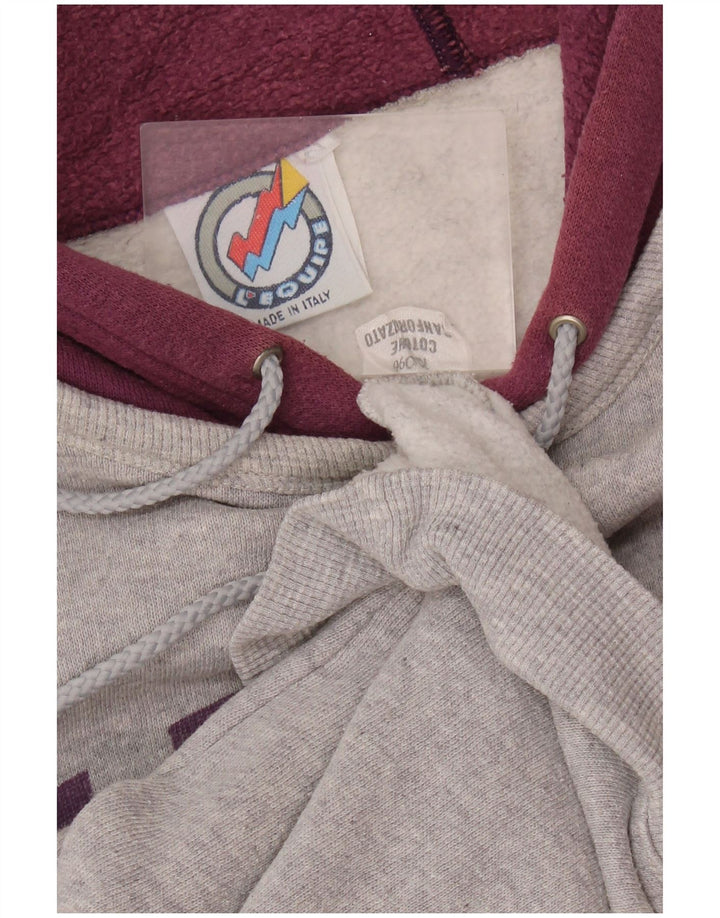 L'Equipe Womens Graphic Loose Fit Hoodie Jumper UK 20 2XL Grey Cotton