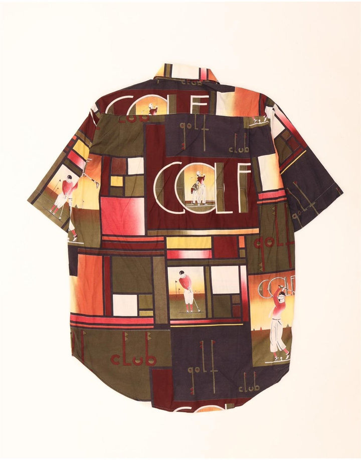 Benetton Mens Short Sleeve Shirt Small Multicoloured Patchwork Cotton