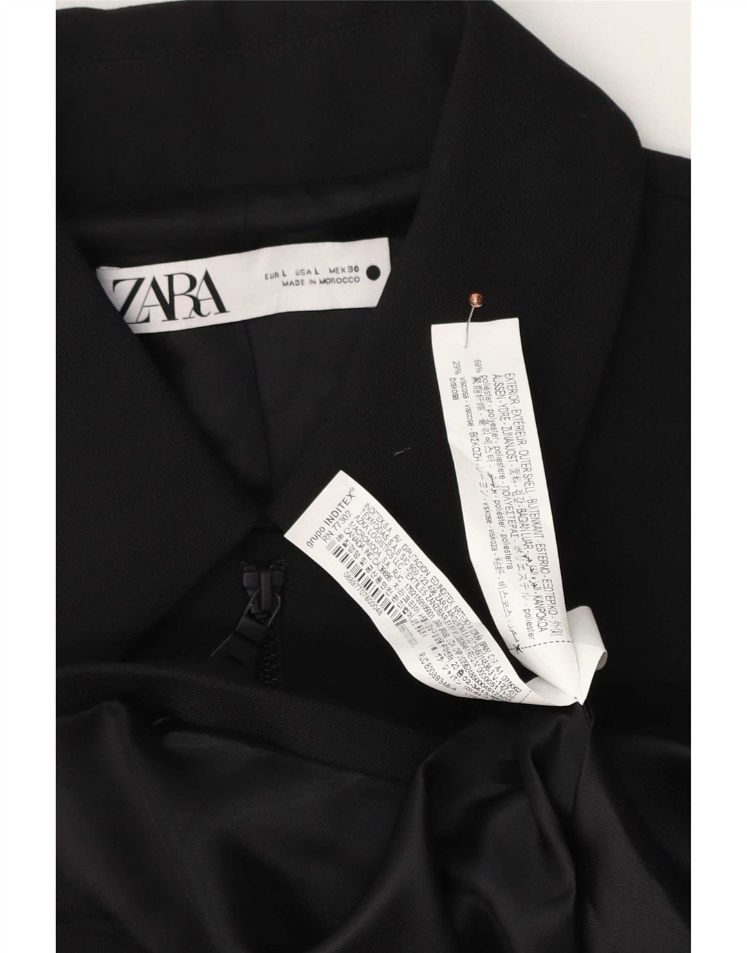 Zara Womens Oversized Blazer Jacket UK 16 Large Black Polyester