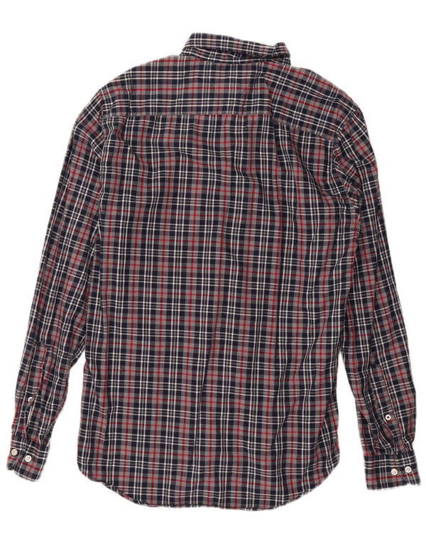 TOMMY HILFIGER Mens Shirt Medium Navy Blue Check Cotton