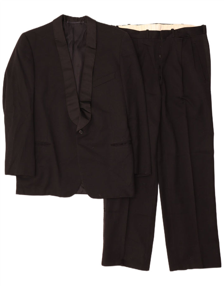 Vintage Mens 1 Button 2 Piece Suit IT 52 XL W32 L30 Black