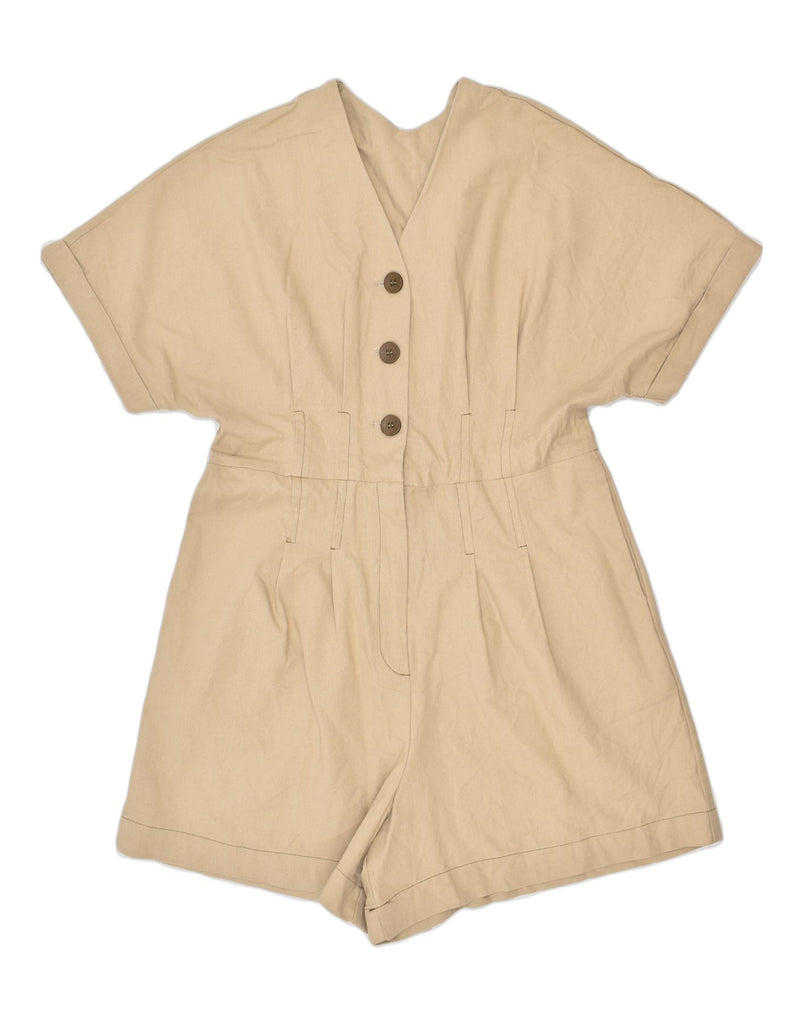 SHEIN Womens Playsuit UK 14 Large Brown Cotton | Vintage | Thrift | Second-Hand | Used Clothing | Messina Hembry 