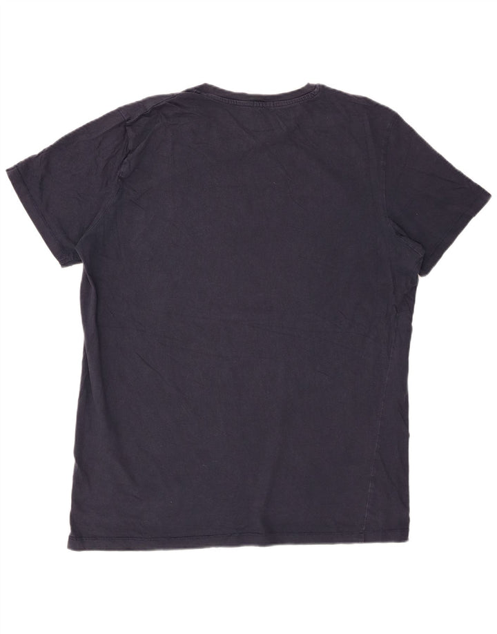 JACK & JONES Mens Graphic T-Shirt Top XL Navy Blue Cotton
