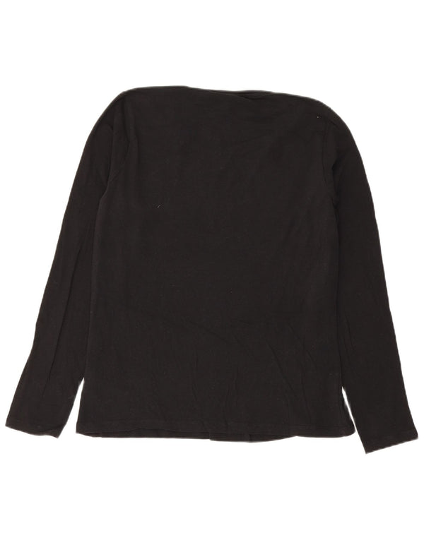 Trussardi Jeans Womens Graphic Top Long Sleeve UK 14 Large Black Cotton