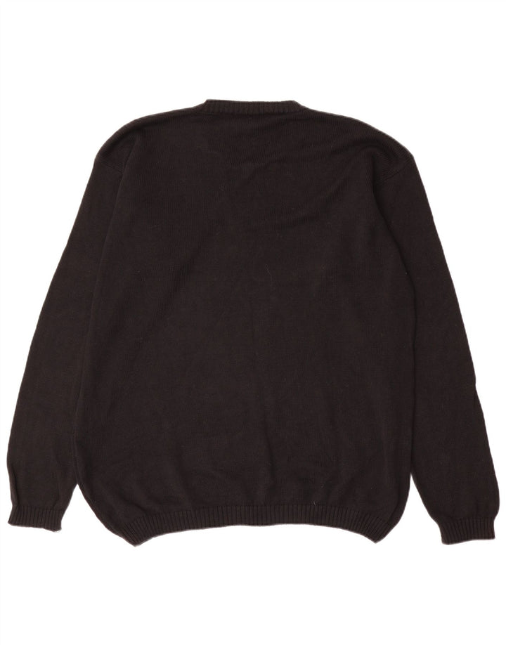 Armani Jeans Mens V-Neck Jumper Sweater Large Black Cotton