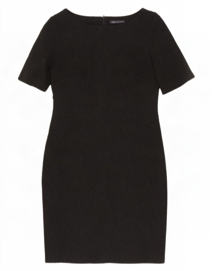 Marks & Spencer Womens Sheath Dress UK 14 Medium Black Paisley Polyester
